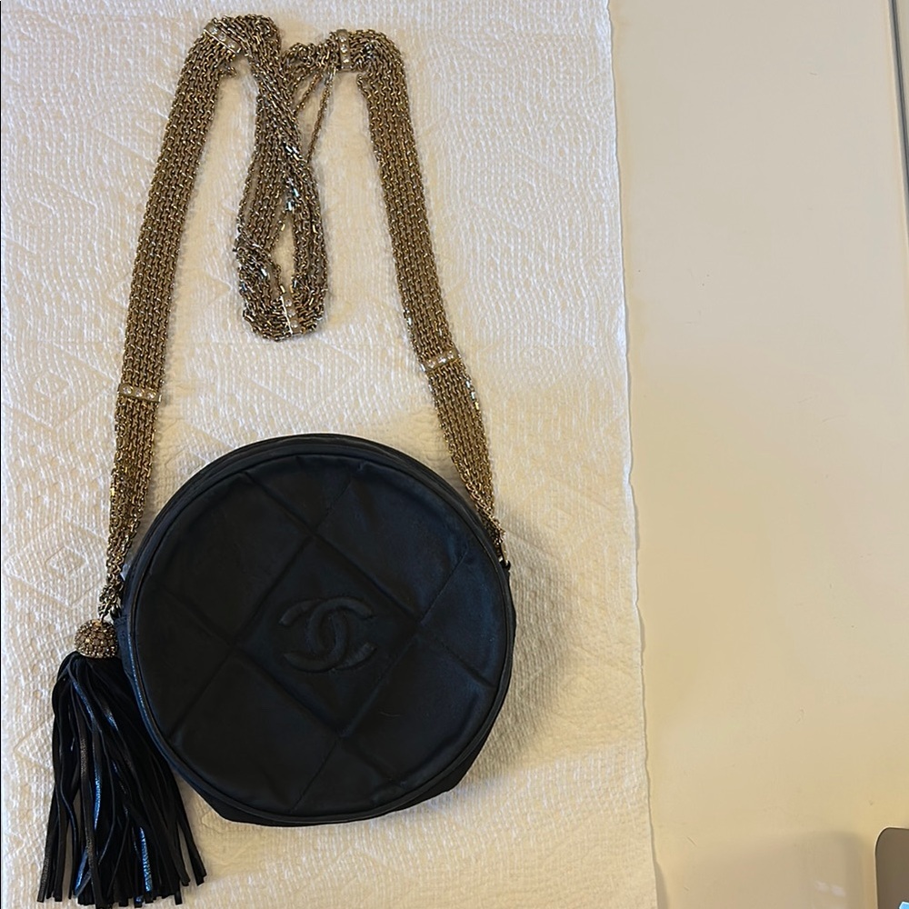 Chanel Black Quilted Leather Round Bag
